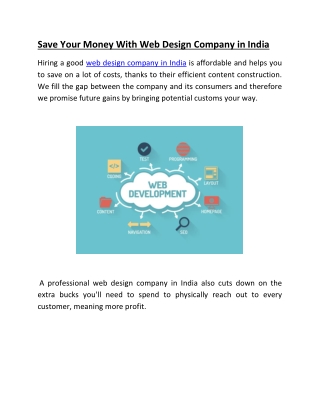 Save Your Money With Web Design Company in India