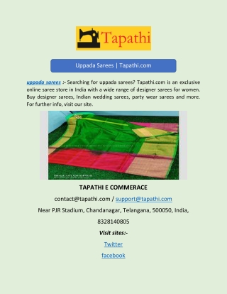 Uppada Sarees | Tapathi.com