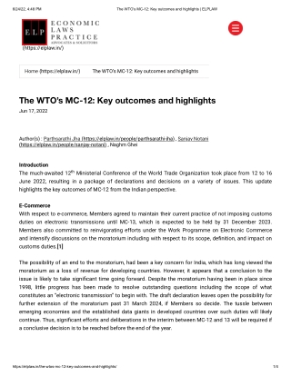 The WTO’s MC-12 Key Outcomes and Highlights