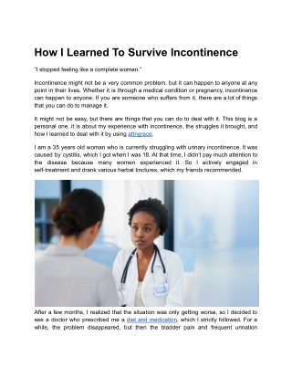 How I Learned To Survive Incontinence