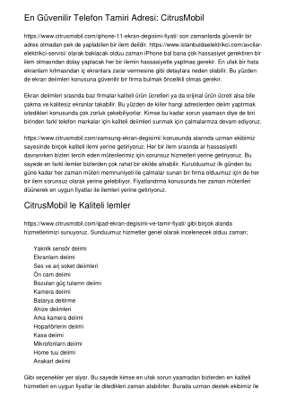 En Güvenilir Telefon Tamiri Adresi: CitrusMobil
