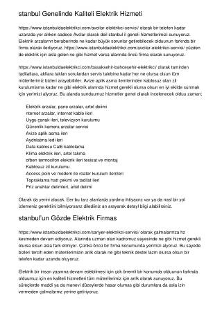 İstanbul Genelinde Kaliteli Elektrik Hizmeti