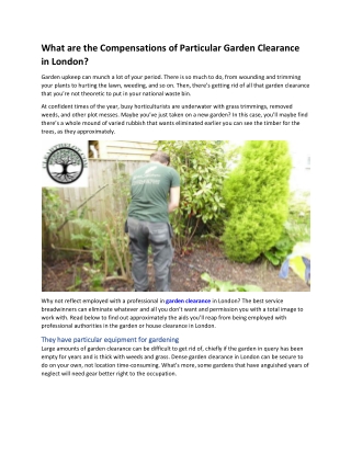What are the Compensations of Particular Garden Clearance in London