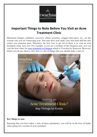 Important Things to Note Before You Visit an Acne Treatment Clinic