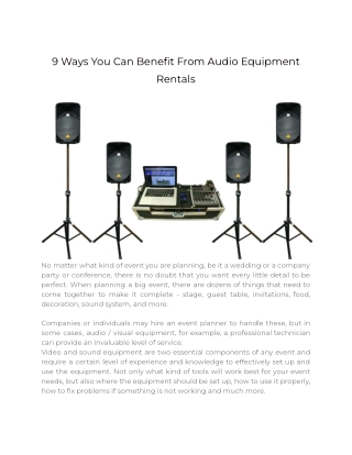 9 Ways You Can Benefit From Audio Equipment Rentals