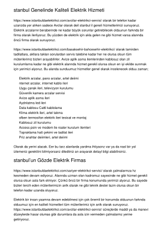 İstanbul Genelinde Kaliteli Elektrik Hizmeti