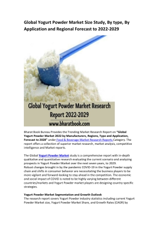 Global Yogurt Powder Market Research Report 2022-2029