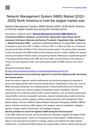 Network Management System (NMS) Market [2022–2025]