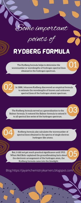 Some important points of Rydberg formula