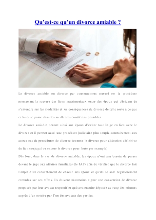 Qu’est-ce qu’un divorce amiable ?
