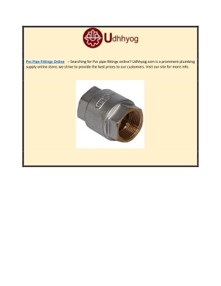 Pvc Pipe Fittings Online | Udhhyog.com