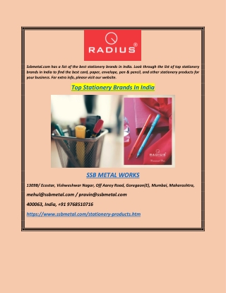 Top Stationery Brands in India Ssbmetal.com