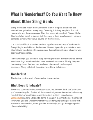 What Is Wonderlust