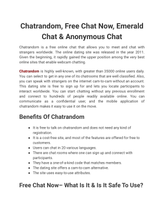 Chatrandom, Free Chat Now, Emerald Chat & Anonymous Chat