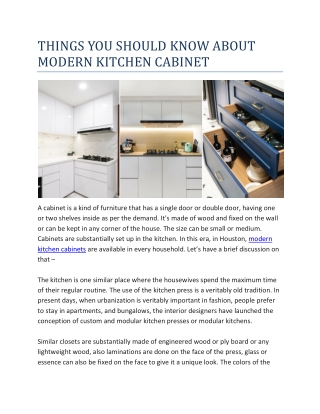 THINGS YOU SHOULD KNOW ABOUT MODERN KITCHEN CABINET