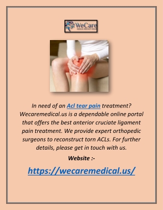 Acl Tear Pain | Wecaremedical.us