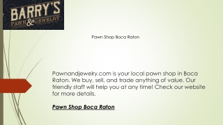 Pawn Shop Boca Raton  Pawnandjewelry.com