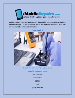 Mobile Phone Repair Shop Near me in NJ at imobilerepairs.com