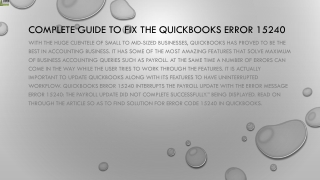 An effective method to resolve Quickbooks error 15240