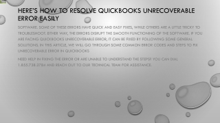 Simple methods to resolve QuickBooks Unrecoverable Error