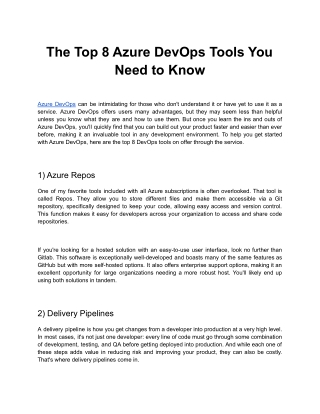 The Top 8 Azure DevOps Tools You Need to Know