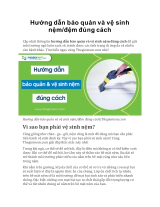 Hướng dẫn bảo quản và vệ sinh nệm/đệm đúng cách