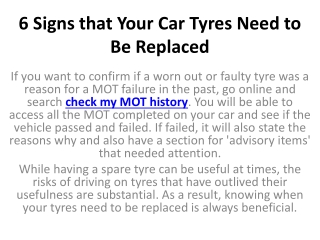6 Signs that Your Car Tyres Need to Be Replaced