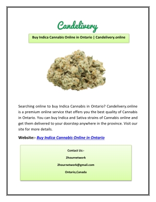 Buy Indica Cannabis Online in Ontario | Candelivery.online