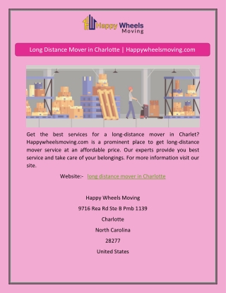 Long Distance Mover in Charlotte | Happywheelsmoving.com