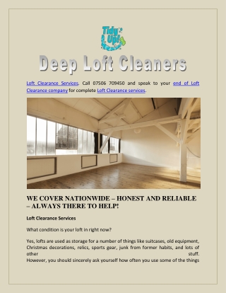 Deep Loft Cleaners