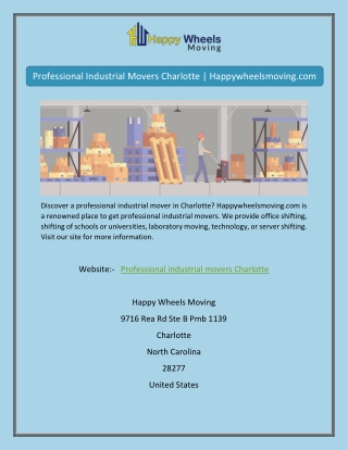 Professional Industrial Movers Charlotte | Happywheelsmoving.com