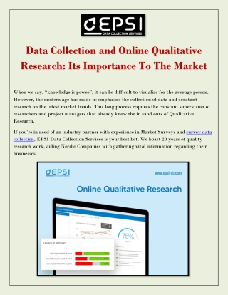 Data Collection and Online Qualitative Research: Its Importance To The Market