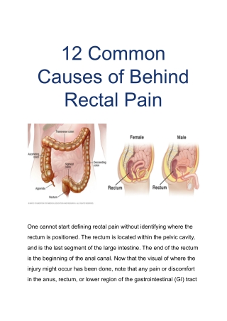 12 Common Causes of Behind Rectal Pain