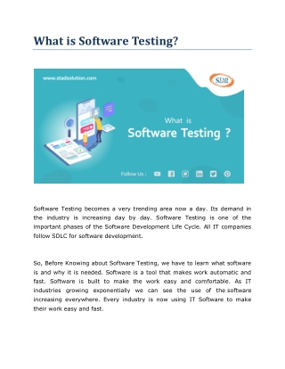 What is Software Testing - STAD Solution