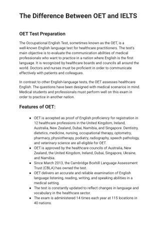 The Difference Between OET and IELTS
