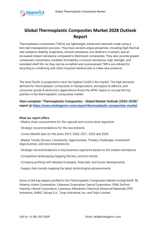 2021 Thermoplastic Composites Industry Global Analysis Report