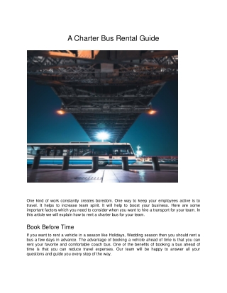 A Charter Bus Rental Guide