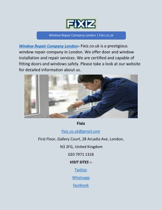 Window Repair Company London | Fixiz.co.uk