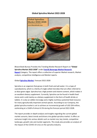 Global Spirulina Market 2022-2028