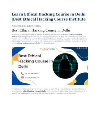 Learn Ethical Hacking Course in Delhi Best Ethical Hacking Course Institute
