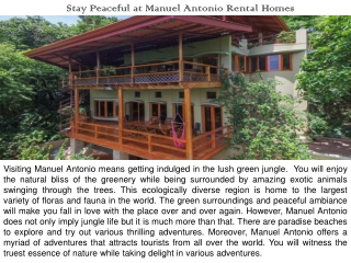 Stay Peaceful at Manuel Antonio Rental Homes