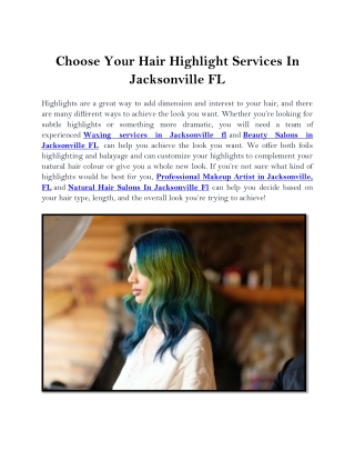 Choose Your Hair Highlight Services In Jacksonville FL