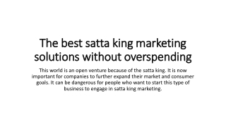 The best satta king marketing solutions without overspending