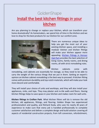 Install the best kitchen fittings in your kitchen