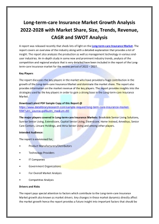 Global Long-term-care Insurance Market Opportunities and Forecast 2020-2027