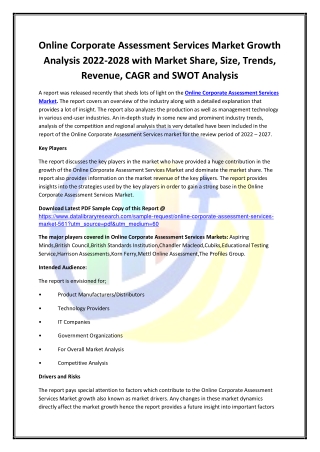 Global Online Corporate Assessment Services Market Opportunities and Forecast 20