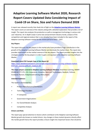 Global Adaptive Learning Software Market Opportunities and Forecast 2020-2027
