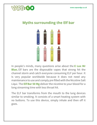 Myths surrounding the Elf bar