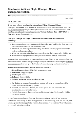 Southwest Airlines Flight Change Policy