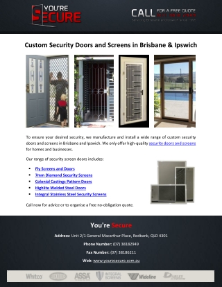 Custom Security Doors and Screens in Brisbane & Ipswich